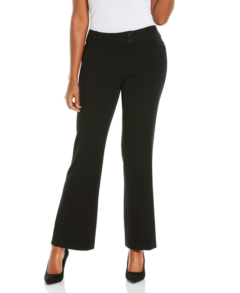 Rafaella Women's Curvy Fit Gabardine Bootcut Stretch Dress Pants with Pockets, Soft Stretch Work Slacks, 29" & 32" Inseams, Black, 14 Short - Image 1
